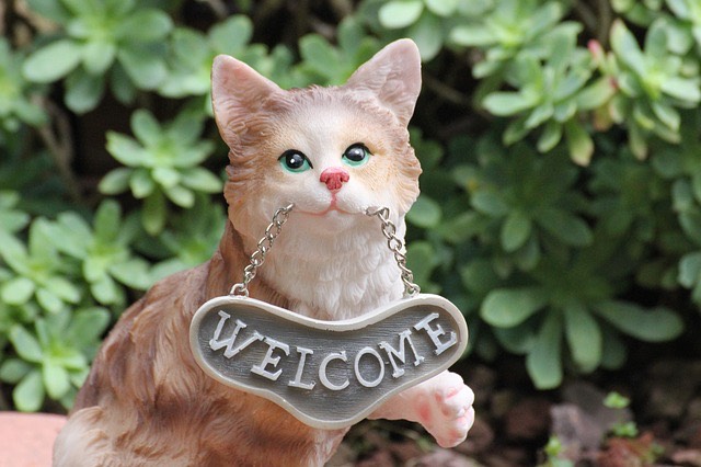 Welcome macska szobor kert