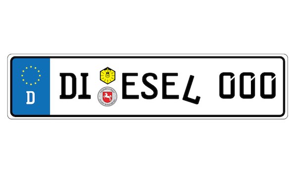 Német rendszámtábla diesel